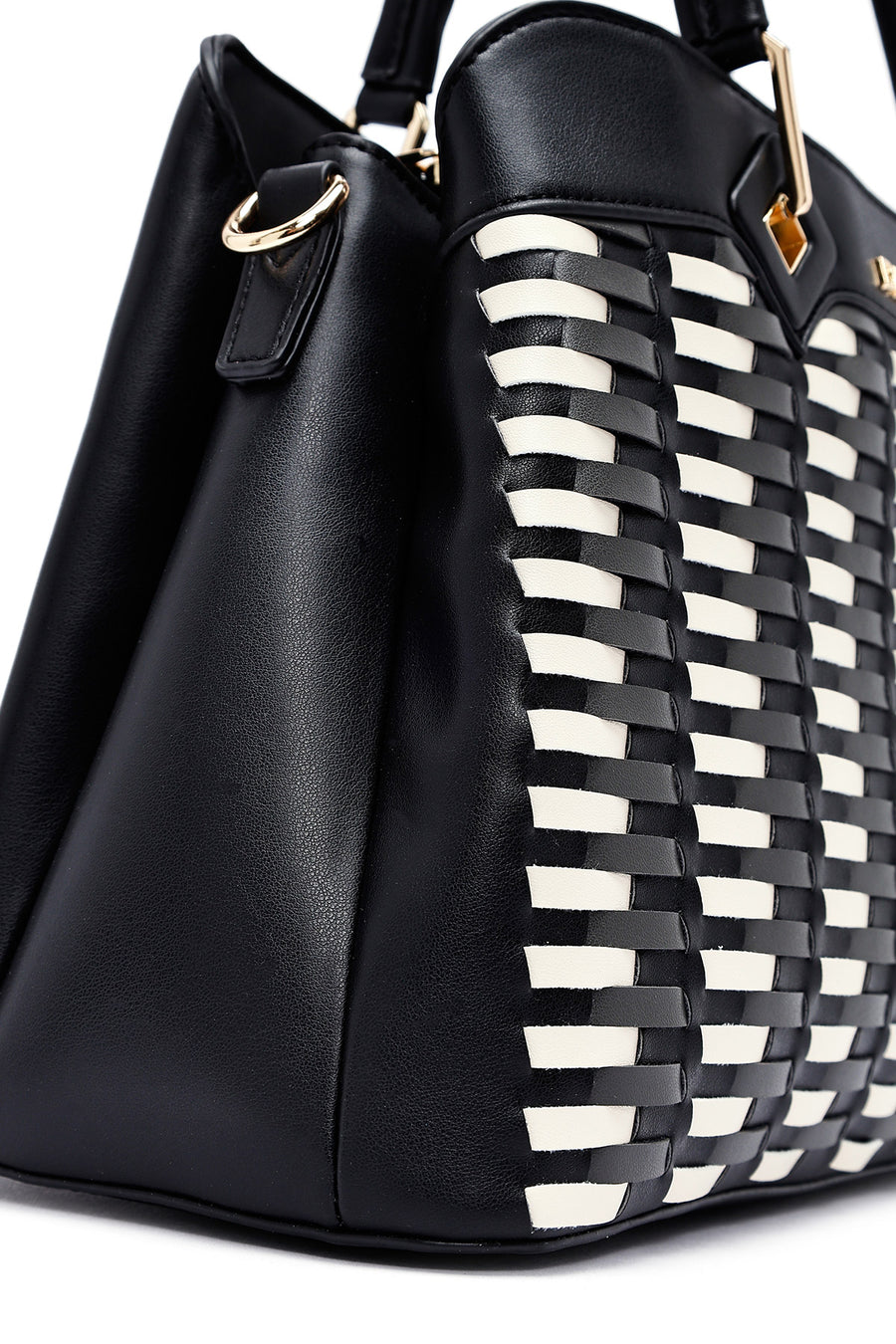 Women's Black Long Strap Knitted Shoulder Bag