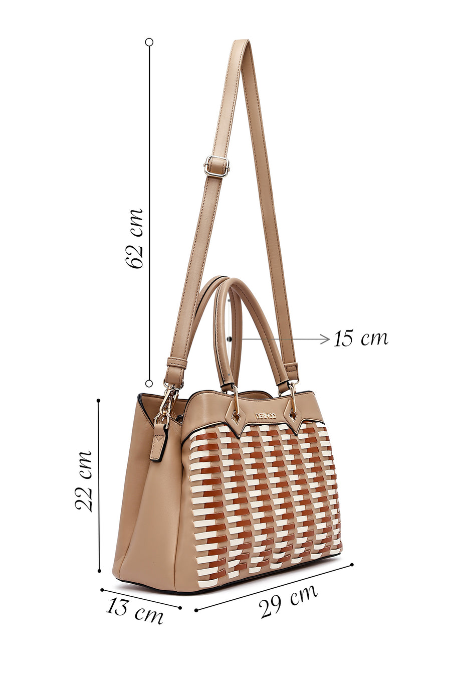 Women's Beige Long Strap Knitted Shoulder Bag