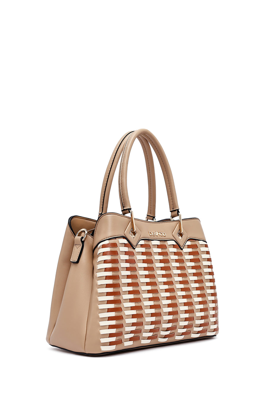 Women's Beige Long Strap Knitted Shoulder Bag