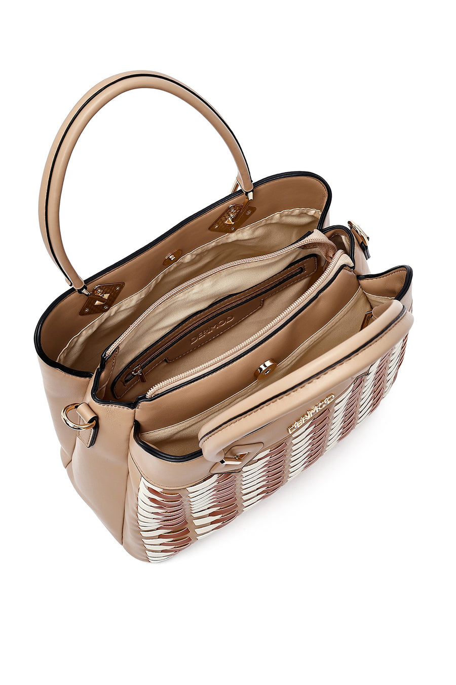 Women's Beige Long Strap Knitted Shoulder Bag