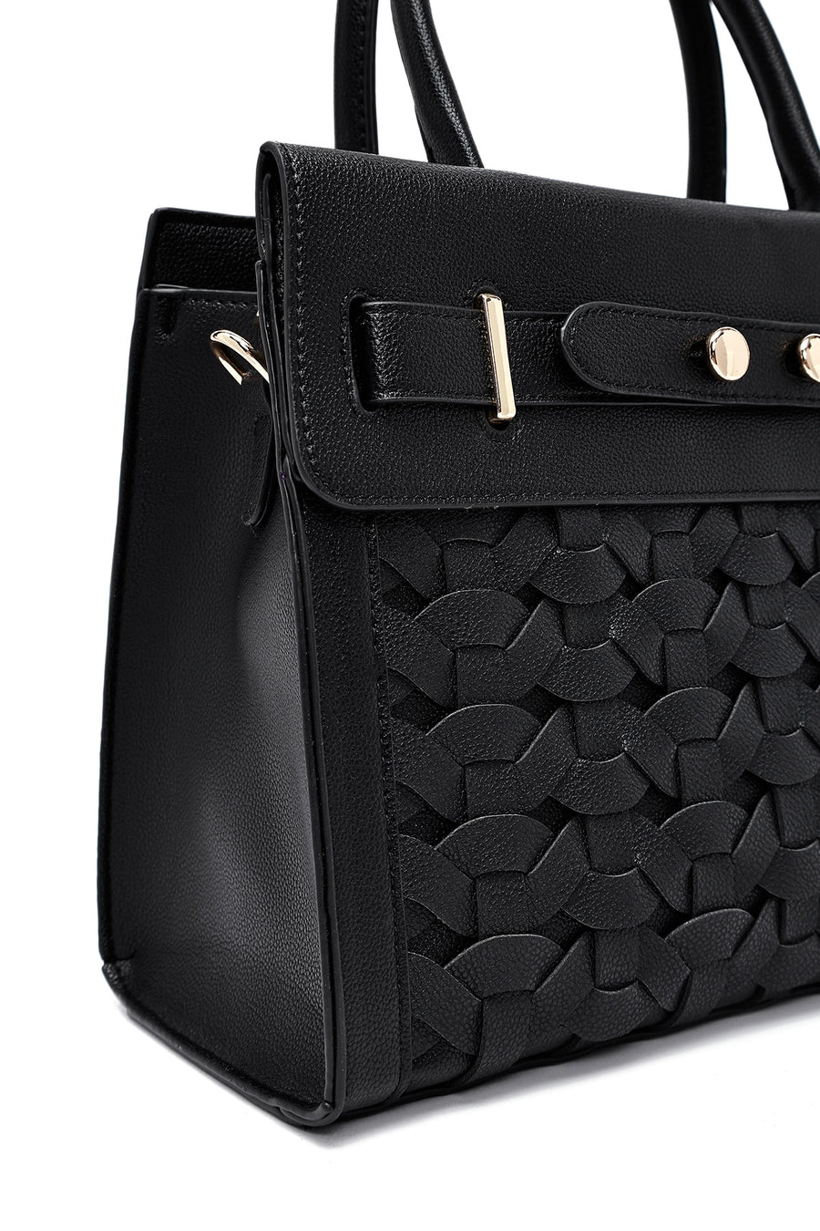 Women's Black Long Strap Knitted Classic Shoulder Bag
