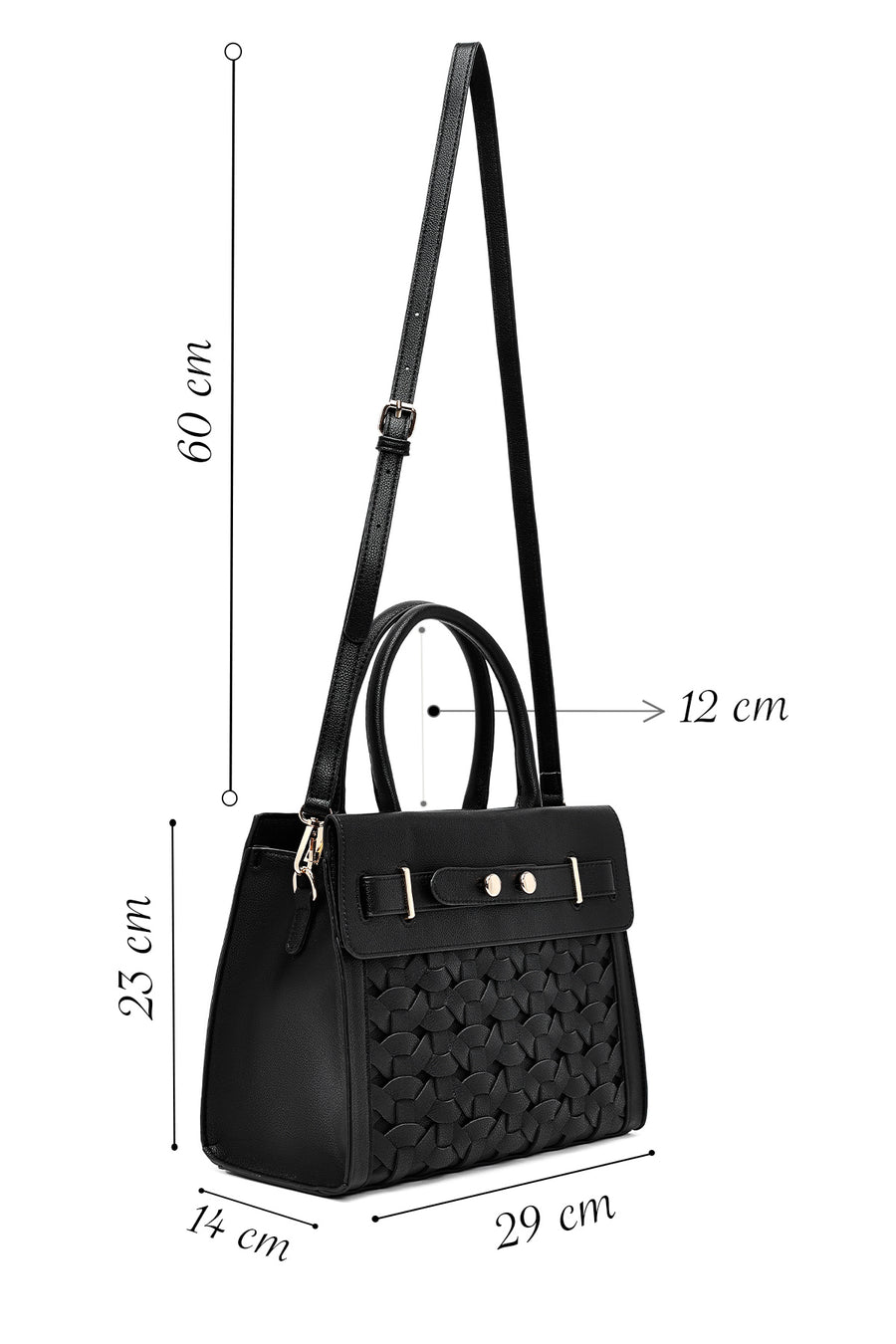 Women's Black Long Strap Knitted Classic Shoulder Bag