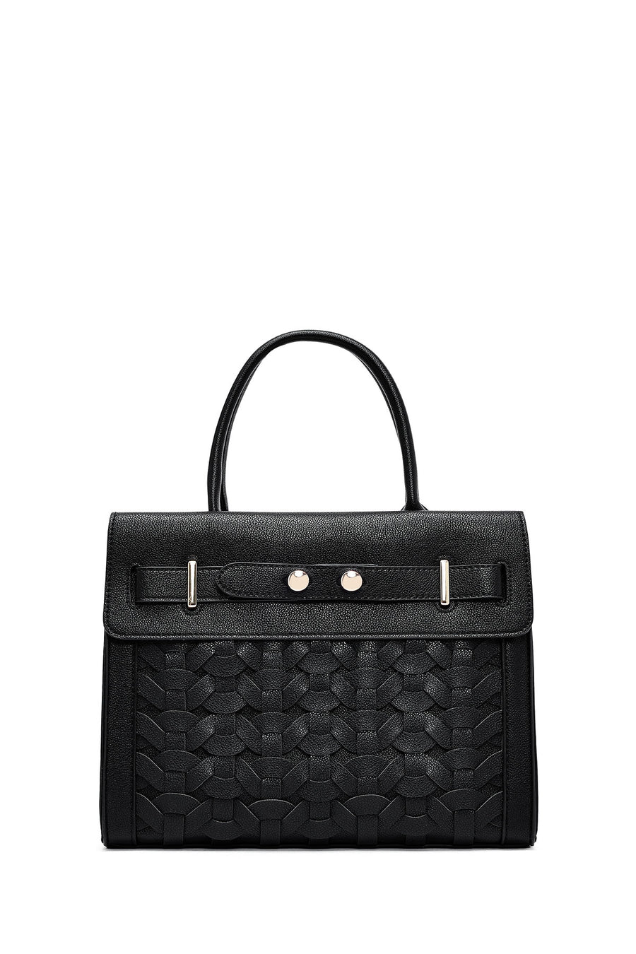 Women's Black Long Strap Knitted Classic Shoulder Bag