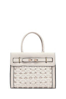 Women's Cream Long Strap Knitted Classic Handbag | Derimod
