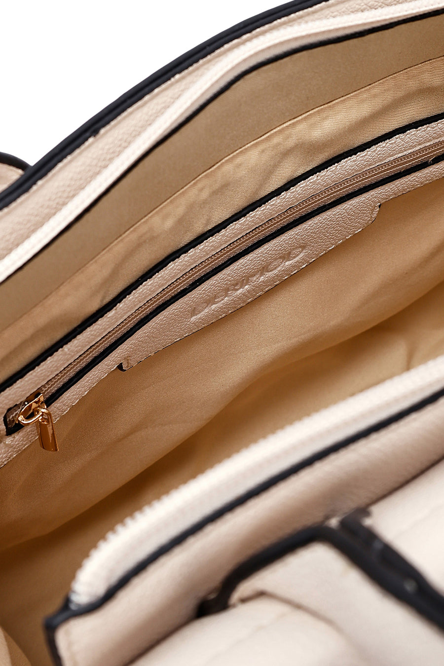 Women's Cream Long Strap Knitted Classic Handbag
