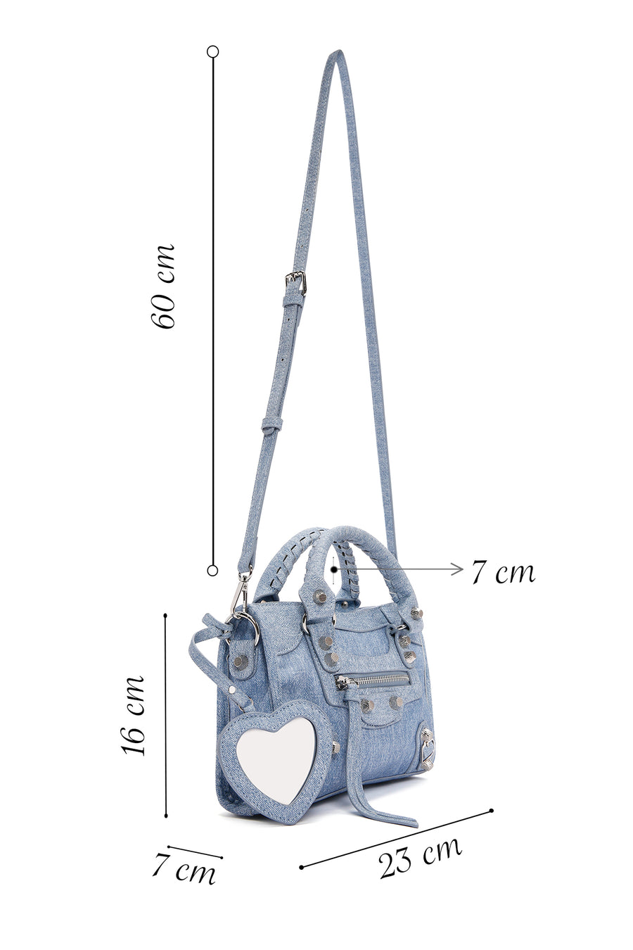 Women's Blue Long Strap Jean Fabric Crossbody Bag