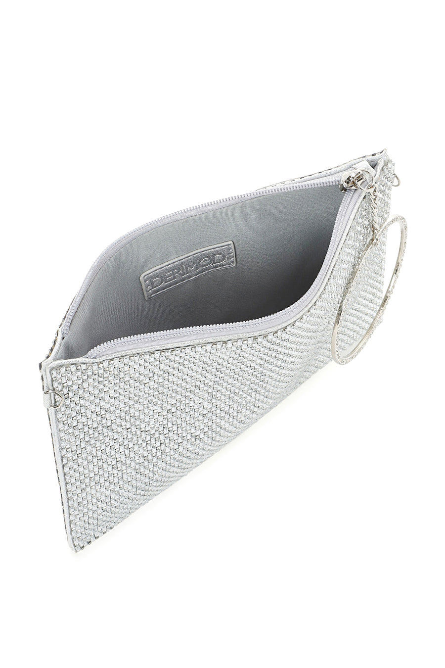 Women's Silver Stone Long Chain Strap Evening Clutch Bag