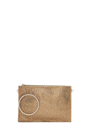 Women's Gold Stone Long Chain Strap Evening Clutch Bag | Derimod