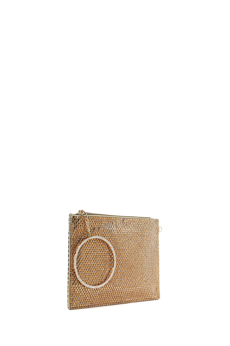 Women's Gold Stone Long Chain Strap Evening Clutch Bag