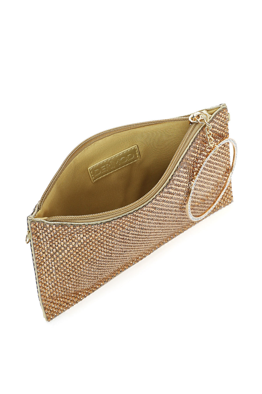 Women's Gold Stone Long Chain Strap Evening Clutch Bag