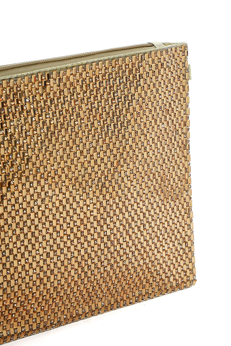 Women's Gold Stone Long Chain Strap Evening Clutch Bag