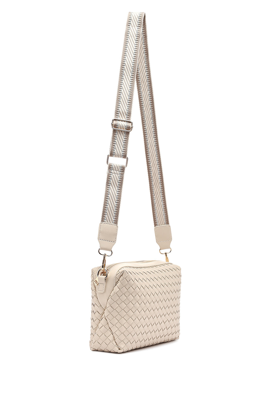 Women's Cream Knitted Crossbody Bag