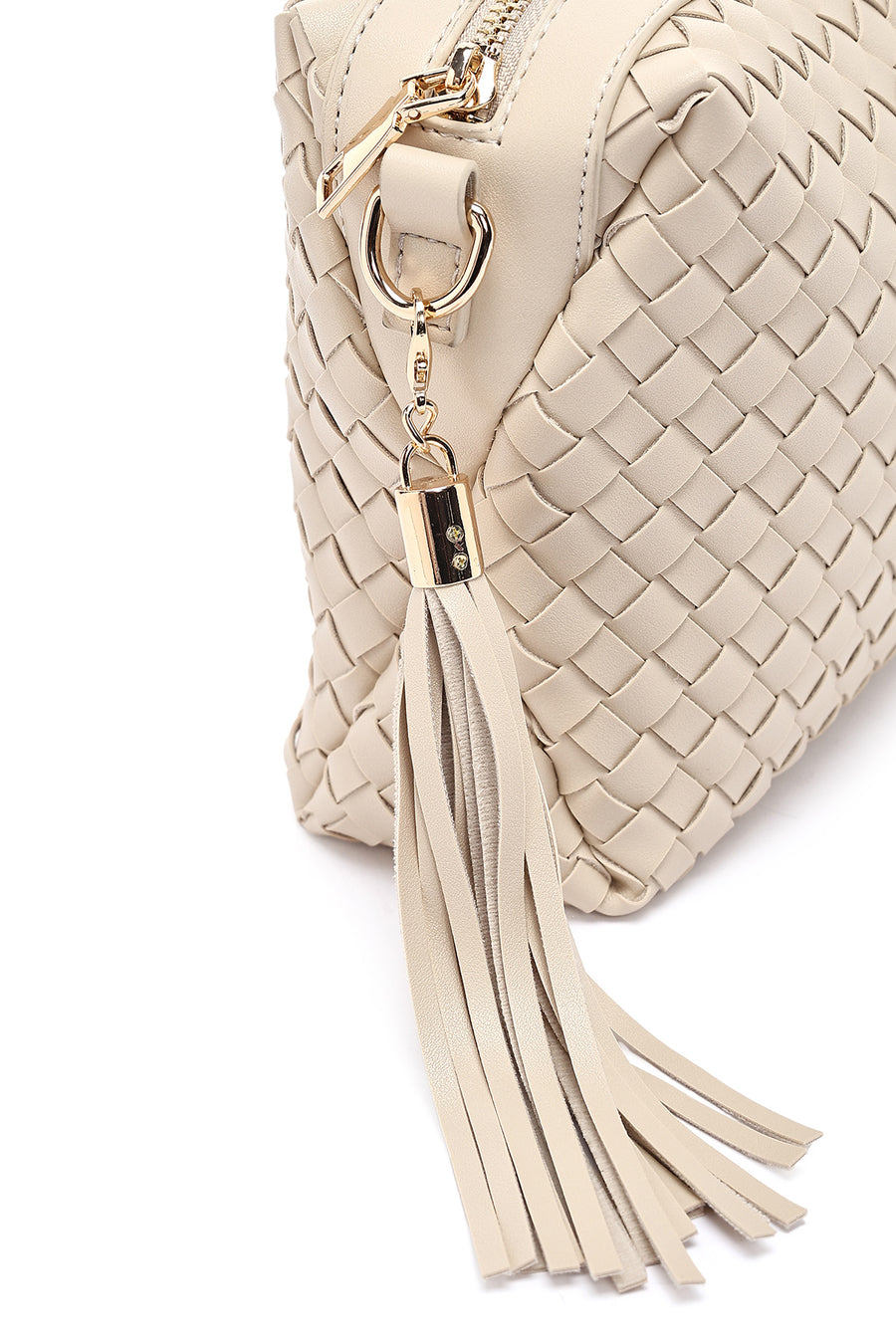 Women's Cream Knitted Crossbody Bag