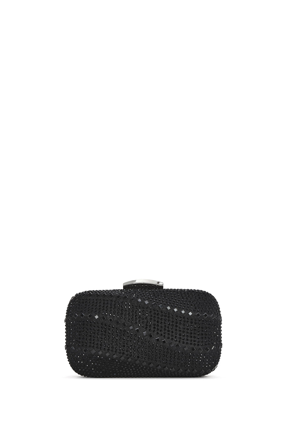 Women's Black Long Chain Strap Stone Mini Box Evening Bag
