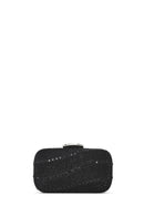 Women's Black Long Chain Strap Stone Mini Box Evening Bag | Derimod