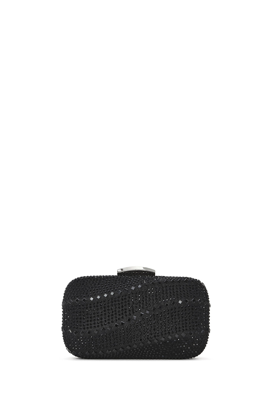 Women's Black Long Chain Strap Stone Mini Box Evening Bag