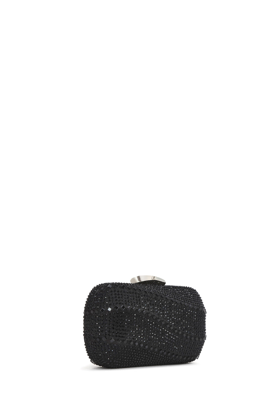 Women's Black Long Chain Strap Stone Mini Box Evening Bag
