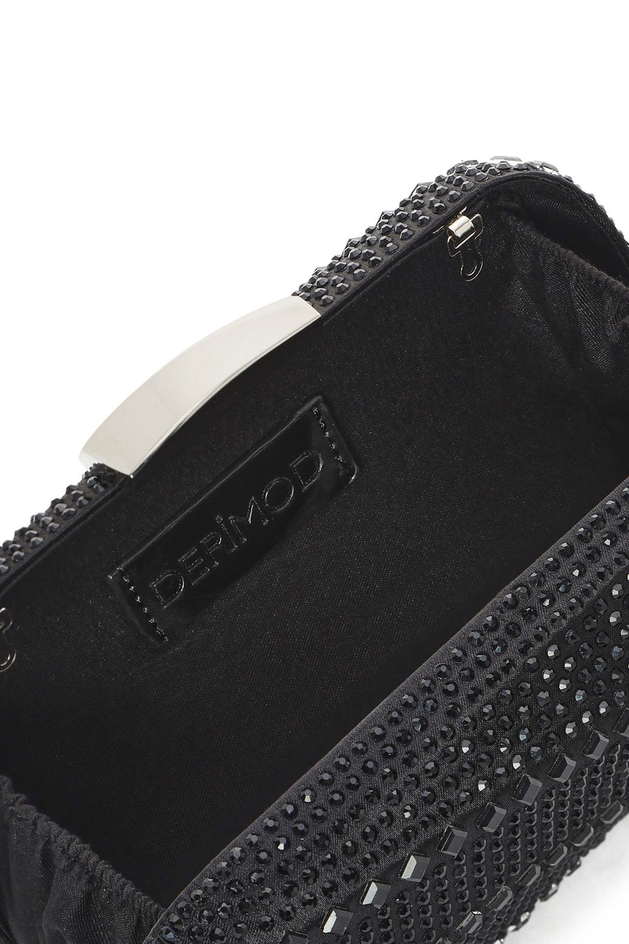 Women's Black Long Chain Strap Stone Mini Box Evening Bag