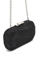 Women's Black Long Chain Strap Stone Mini Box Evening Bag | Derimod