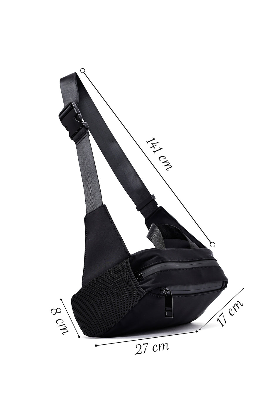 Men's Black Fabric Mini Waist Bag
