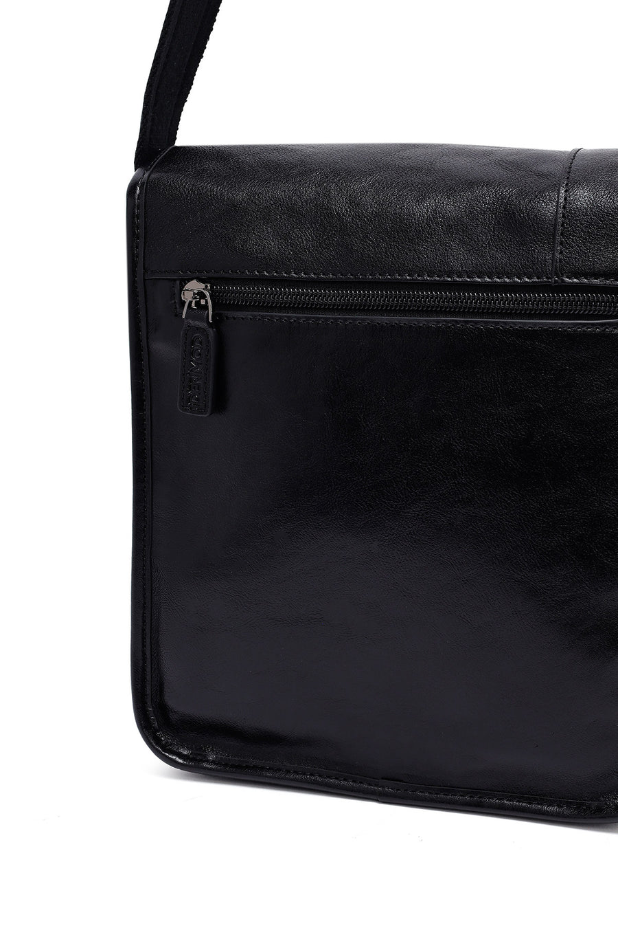 Men's Black Long Strap Leather Messenger Bag