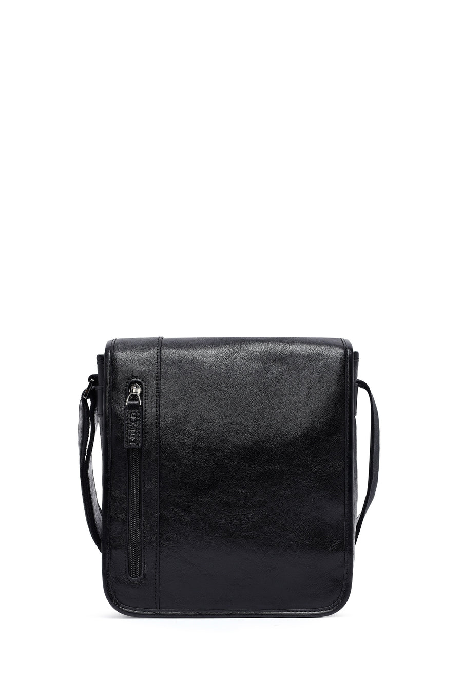 Men's Black Long Strap Leather Messenger Bag