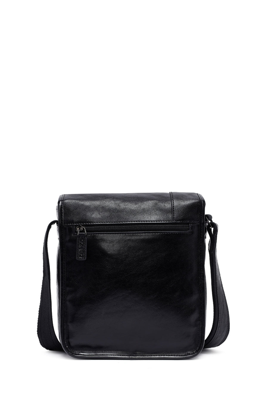 Men's Black Long Strap Leather Messenger Bag