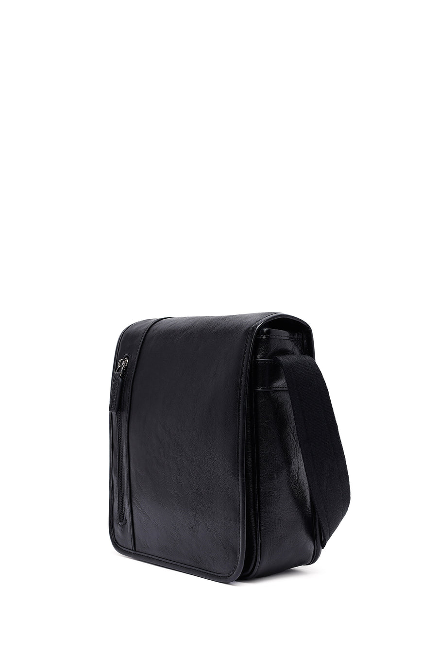 Men's Black Long Strap Leather Messenger Bag