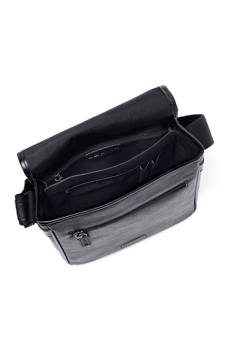 Men's Black Long Strap Leather Messenger Bag