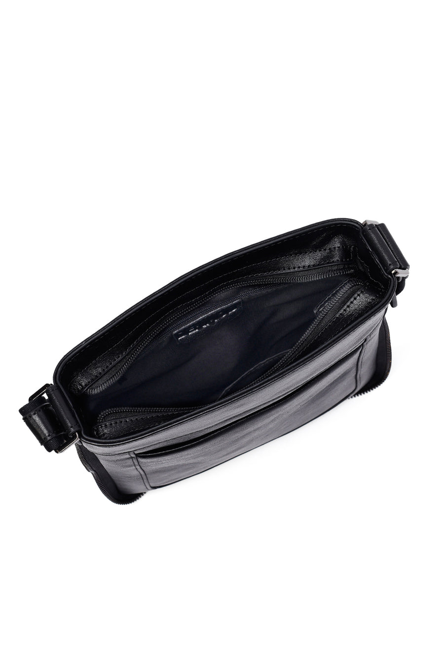 Men's Black Long Suspender Leather Messenger Bag
