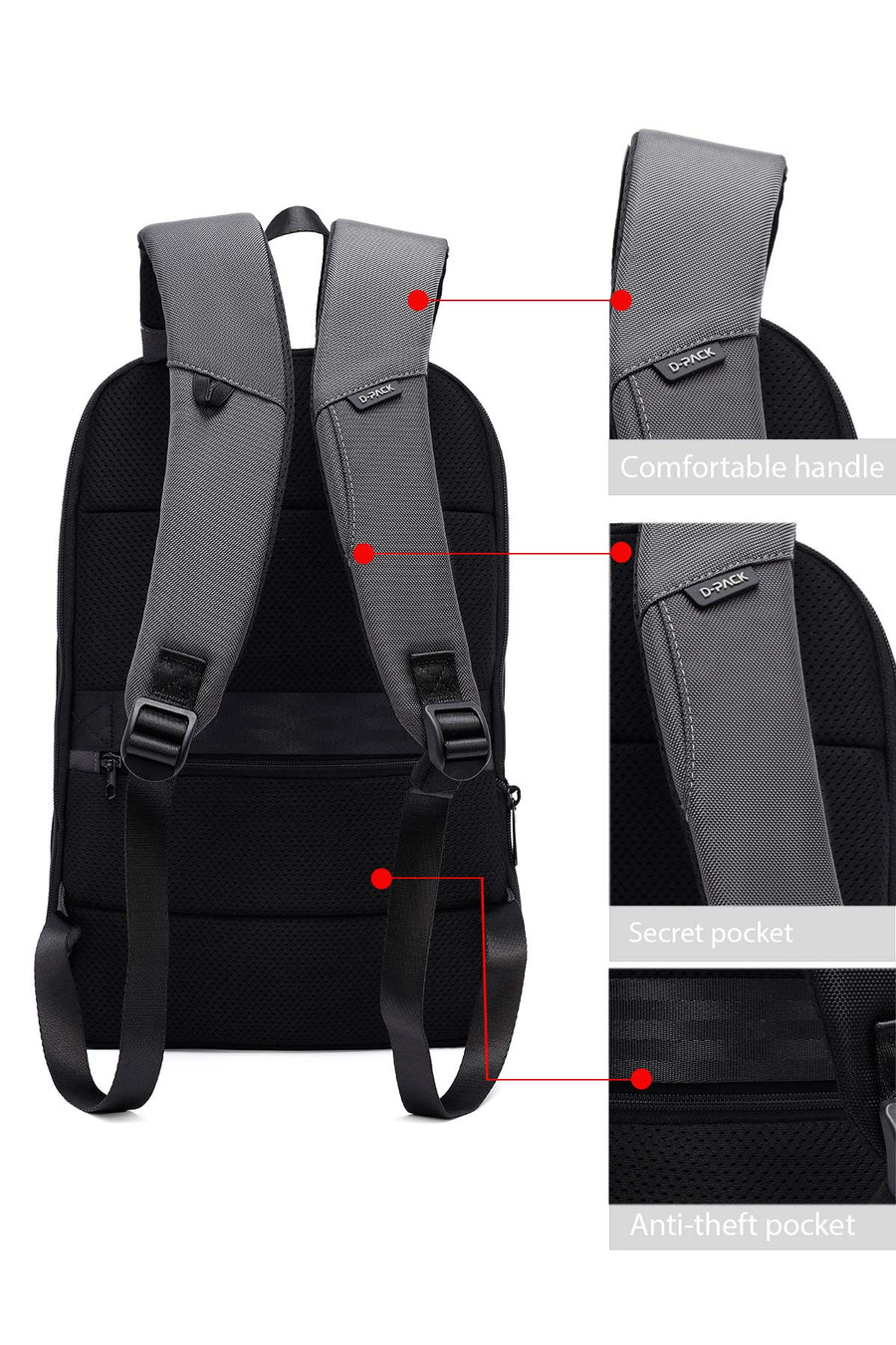 D-Pack Unisex Gray Backpack