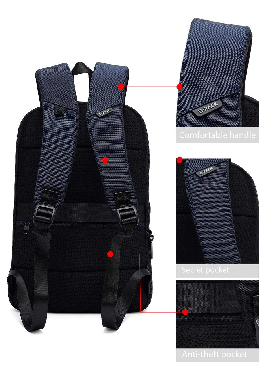 D-Pack Unisex Navy Blue Backpack