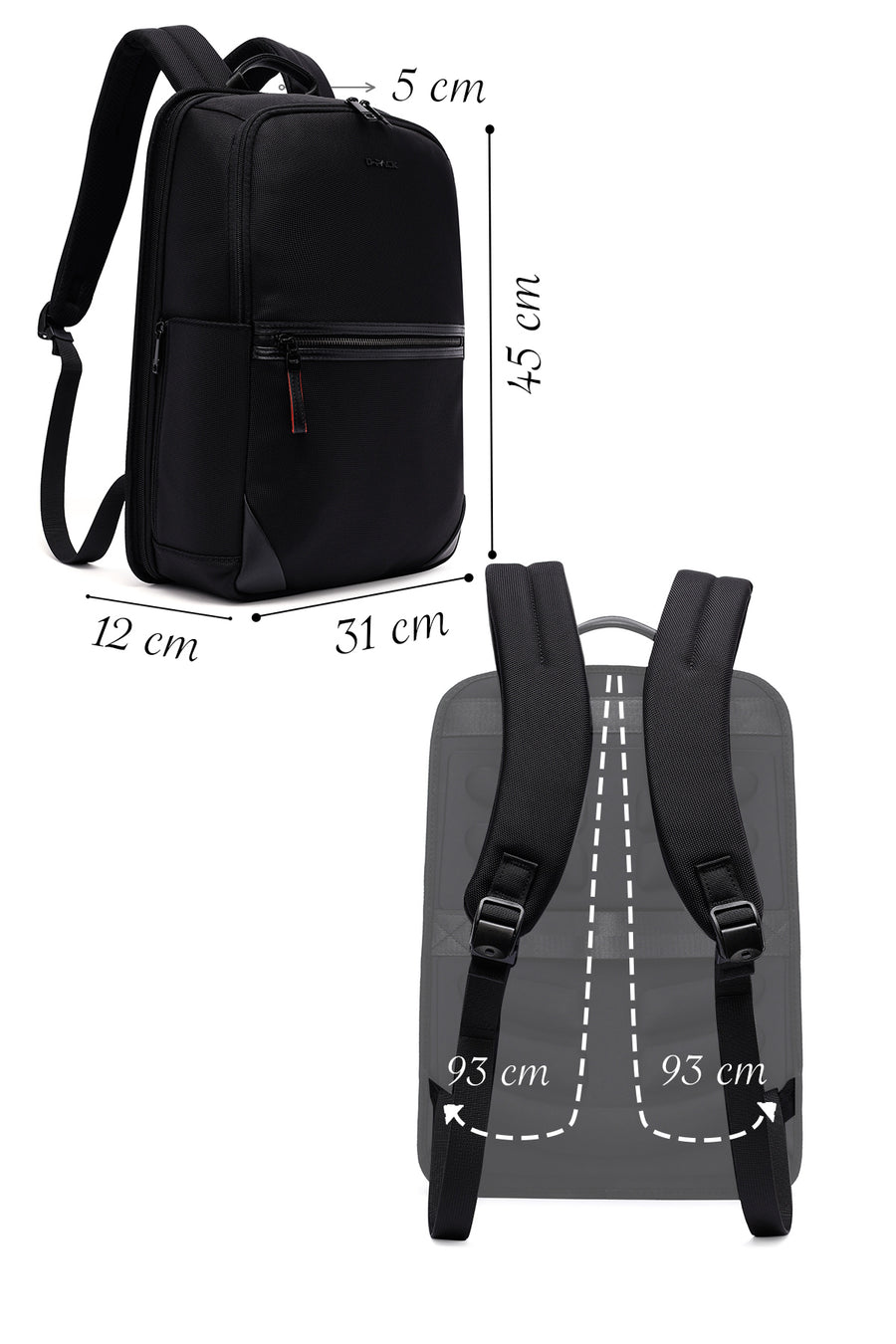 D-Pack Unisex Black Fabric Backpack