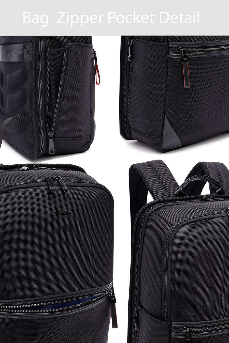 D-Pack Unisex Black Fabric Backpack