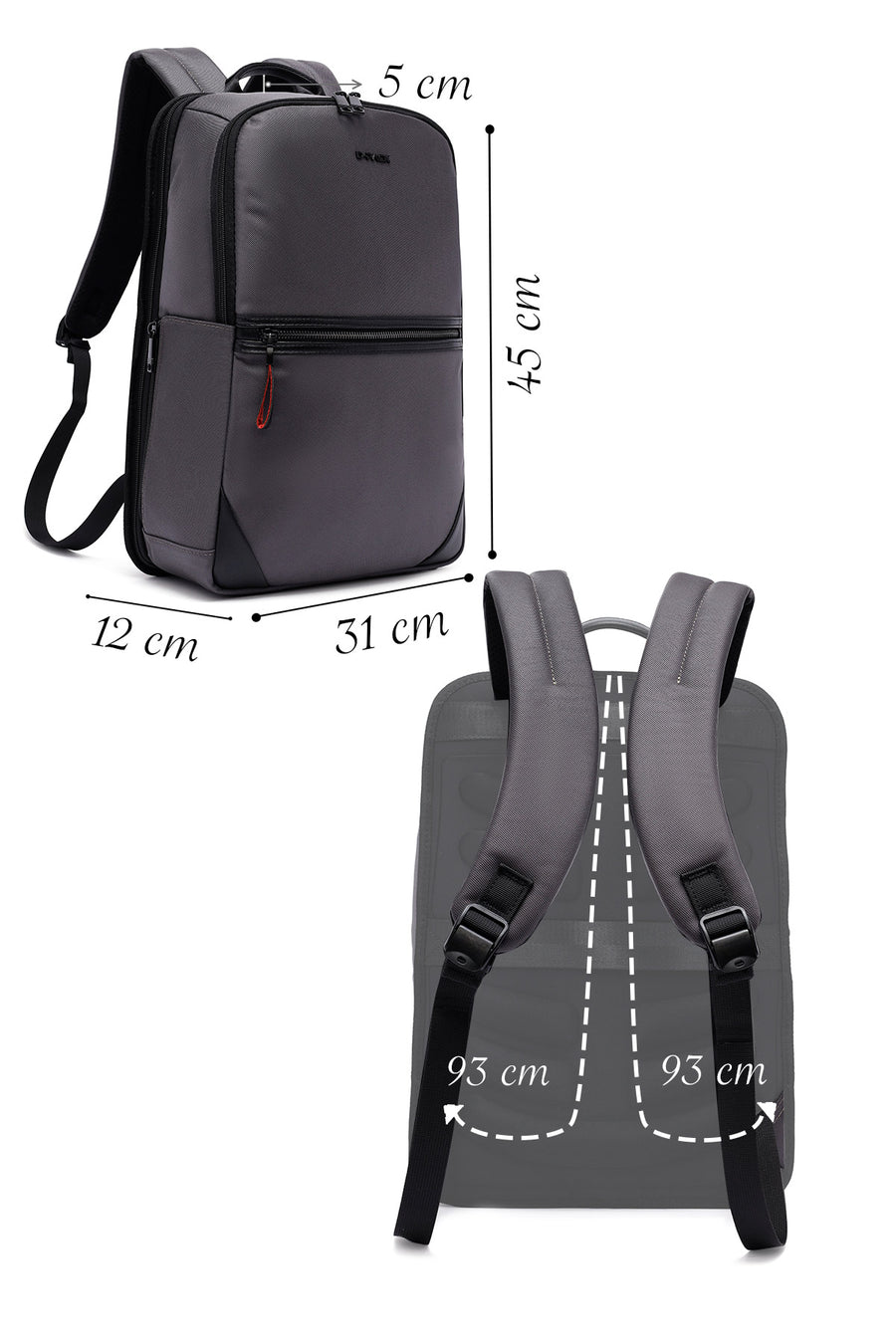 D-Pack Unisex Gray Fabric Backpack