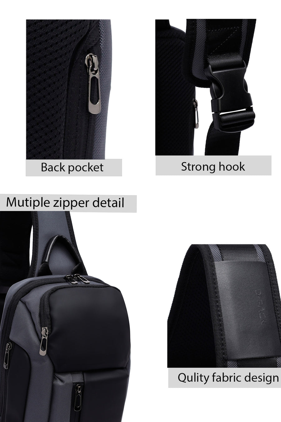 D-Pack Men's Gray Crossbody Bag