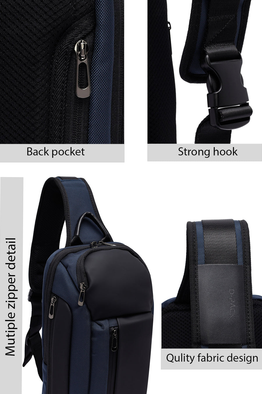 D-Pack Men's Navy Blue Crossbody Bag