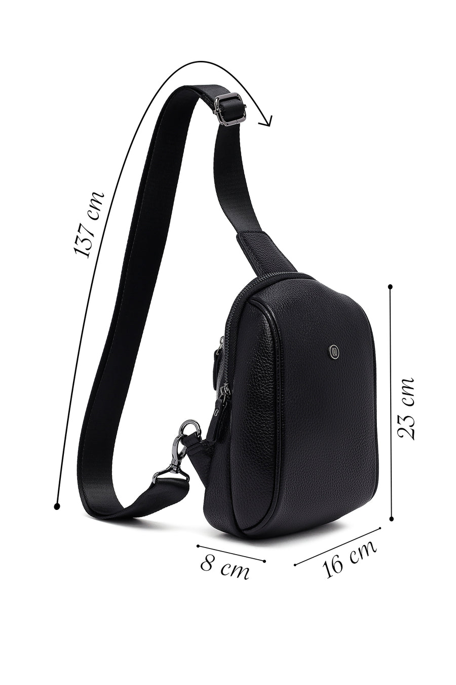 Male Black Leather Crossbody Bag