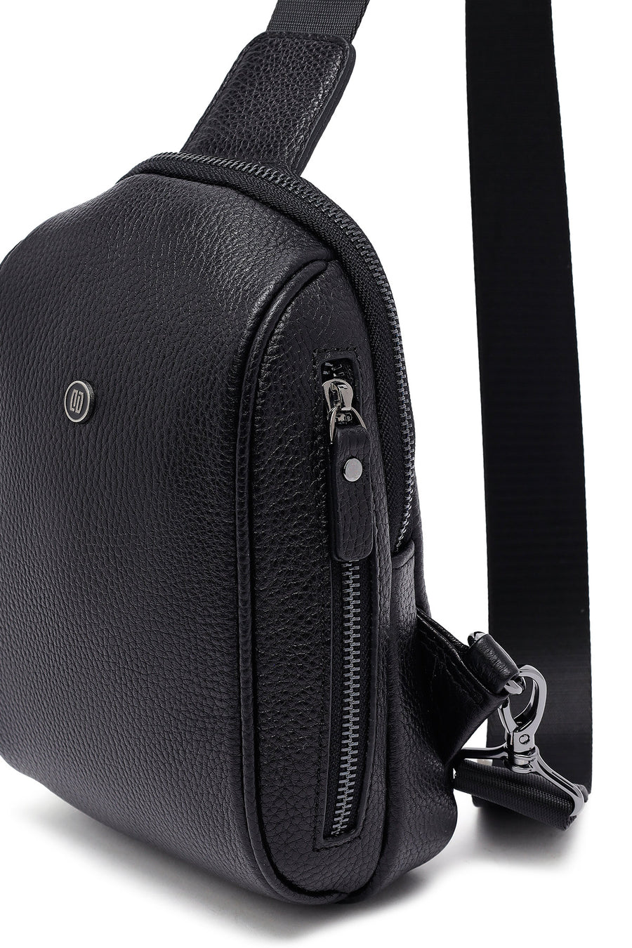 Male Black Leather Crossbody Bag