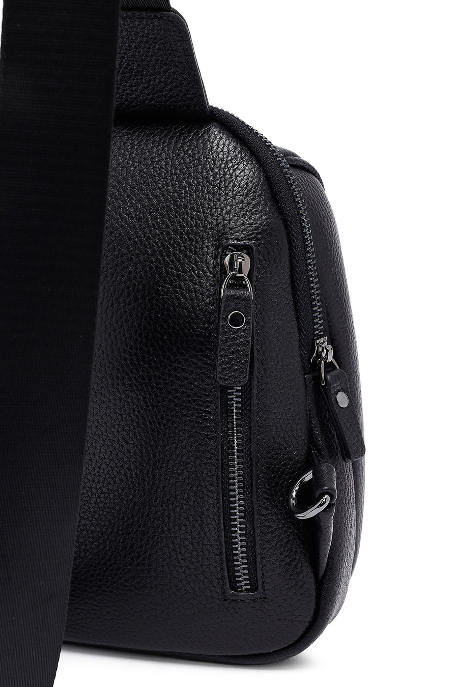 Male Black Leather Crossbody Bag