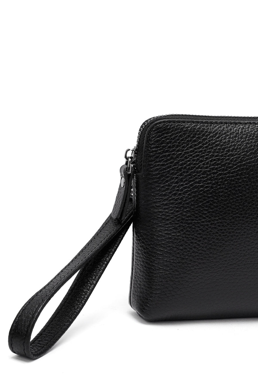 Men's Black Leather Mini Handbag