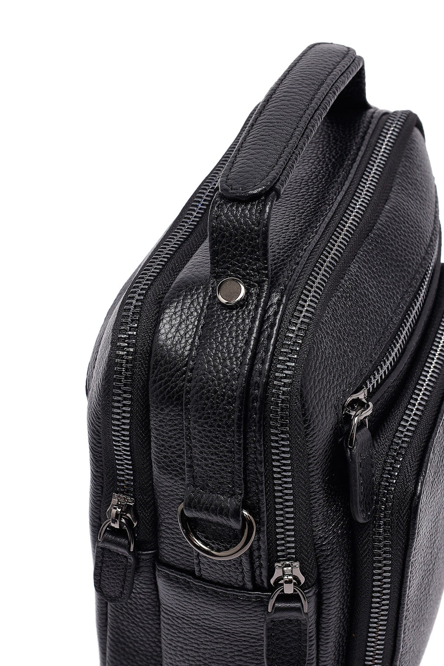 
Men's Black Long Strap Leather Handbag
