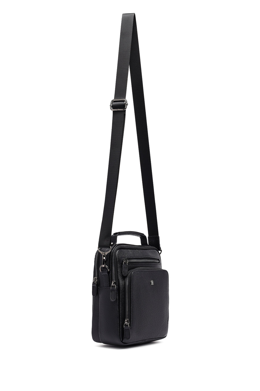 
Men's Black Long Strap Leather Handbag
