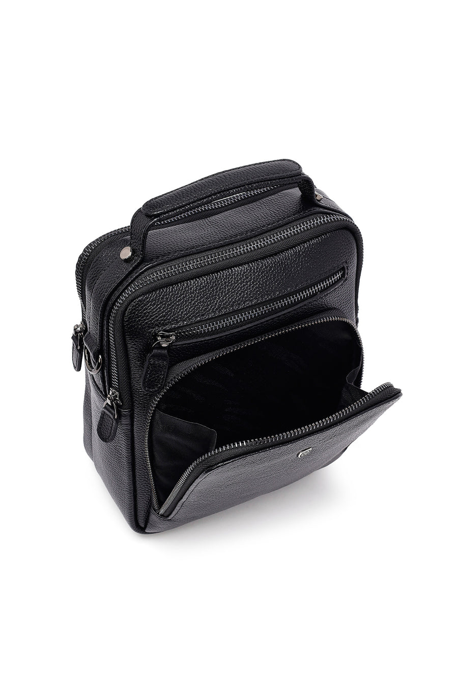 
Men's Black Long Strap Leather Handbag
