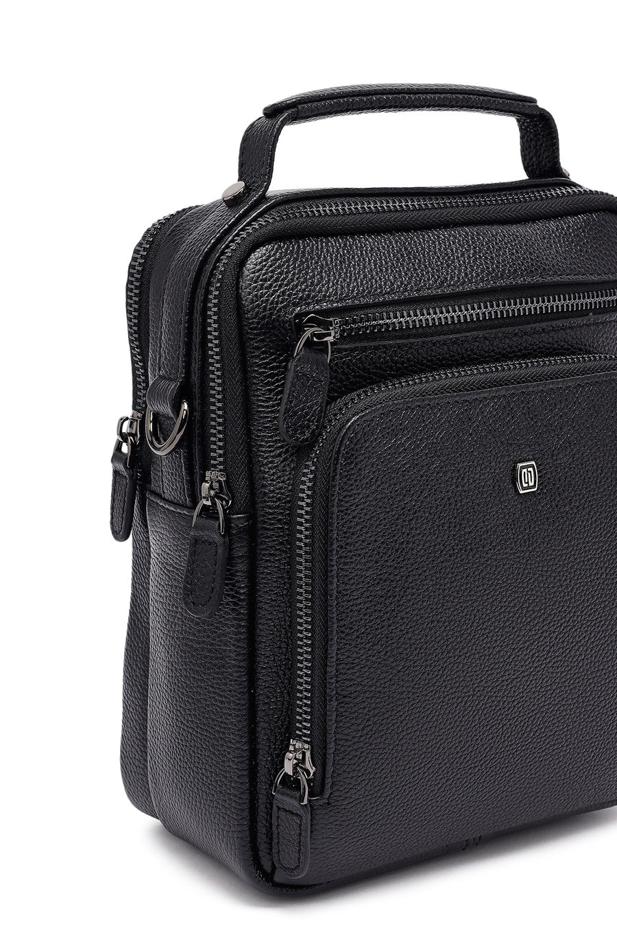 
Men's Black Long Strap Leather Handbag
