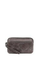 Men's Grey Leather Mini Handbag | Derimod
