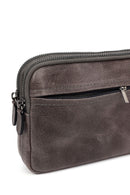 Men's Grey Leather Mini Handbag | Derimod