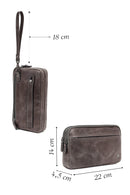 Men's Grey Leather Mini Handbag | Derimod