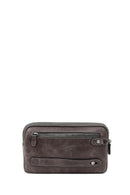 Men's Grey Leather Mini Handbag | Derimod