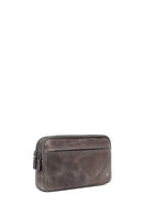 Men's Grey Leather Mini Handbag | Derimod